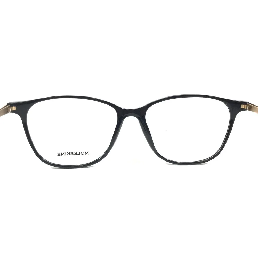 Moleskine Eyeglasses Frames MO1104 00 Black Gold Square Full Thin Rim 52-15-145